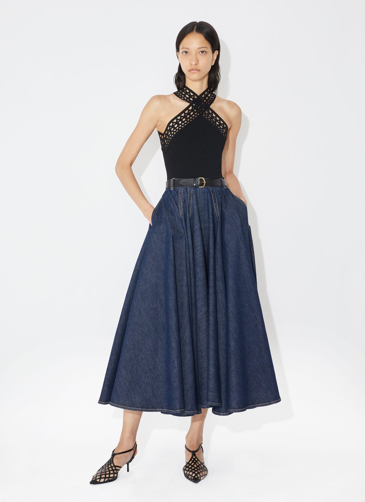 Denim midi skirt ALAÏA BLUE DENIM MIDI SKIRT